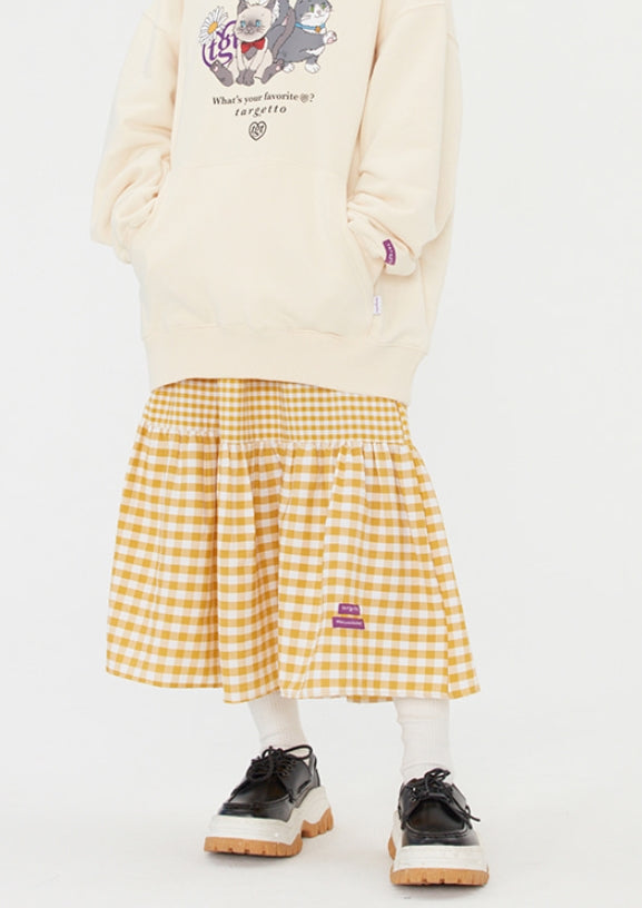 TARGETTO(ターゲット) GINGHAMCHECK LONG FLARE SKIRT_YELLOW