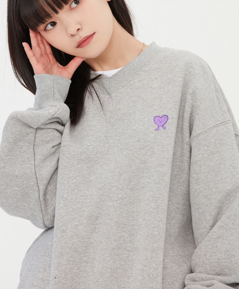 TARGETTO(ターゲット)  HEART BUTTON V NECK SWEAT SHIRT_GREY