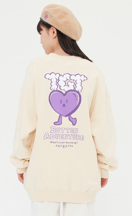 TARGETTO(ターゲット)  HEART BUTTON V NECK SWEAT SHIRT_OATMEAL