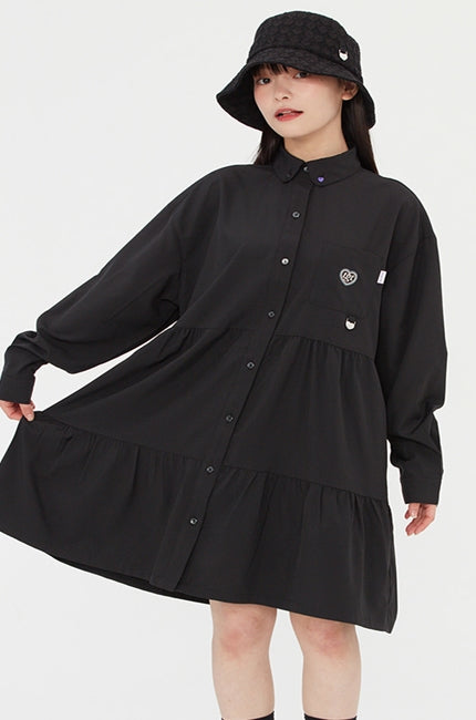 TARGETTO(ターゲット)  SHIRRING SHIRTS ONEPIECE_BLACK