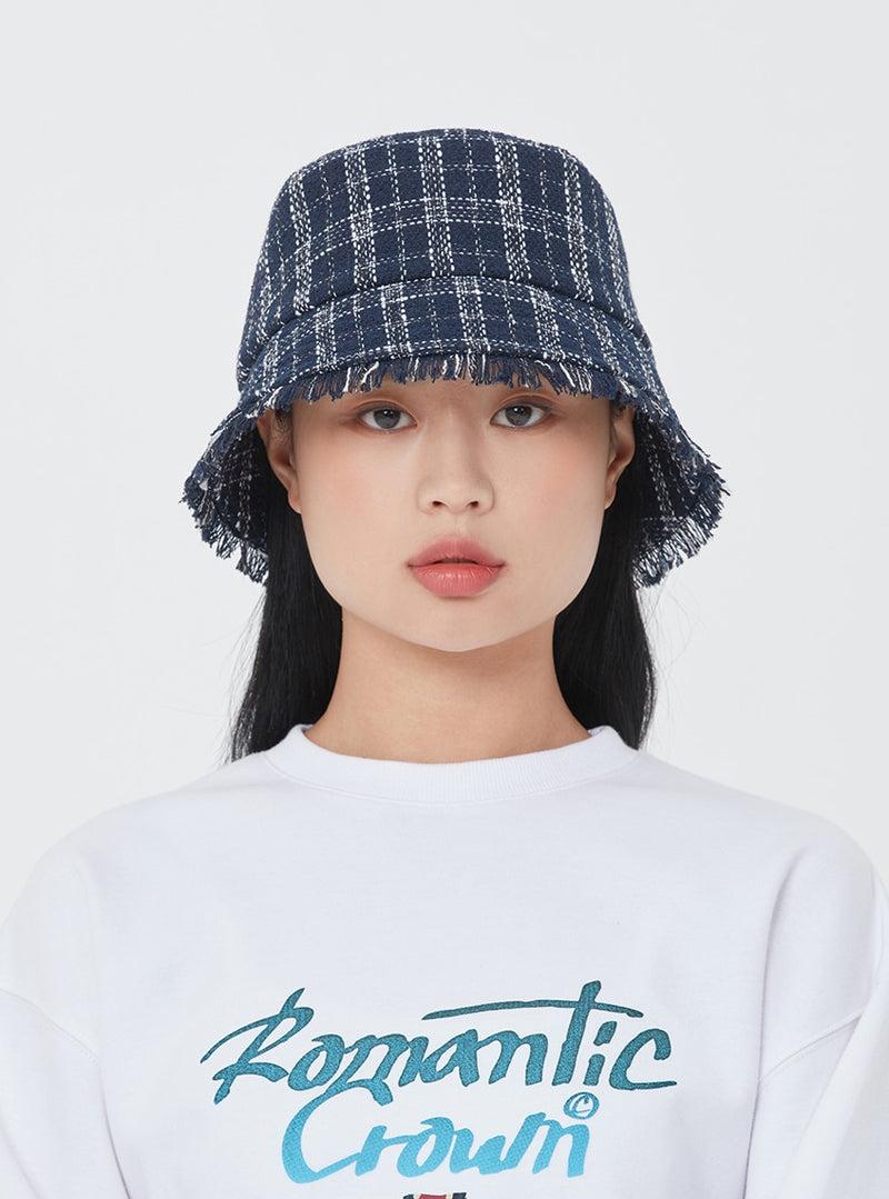 ロマンティッククラウン(ROMANTIC CROWN) TWEED BUCKET HAT_NAVY