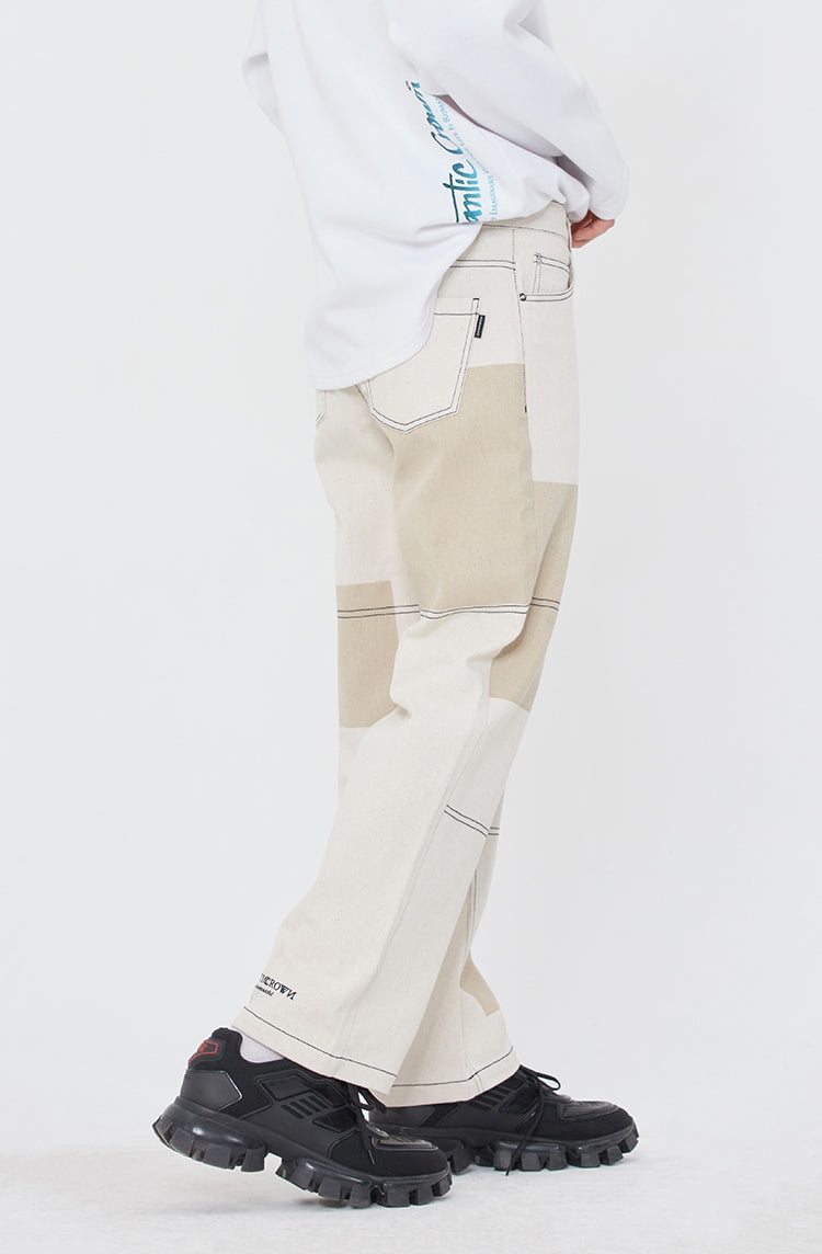 ロマンティッククラウン(ROMANTIC CROWN) KNEE STITCH DENIM_OATMEAL