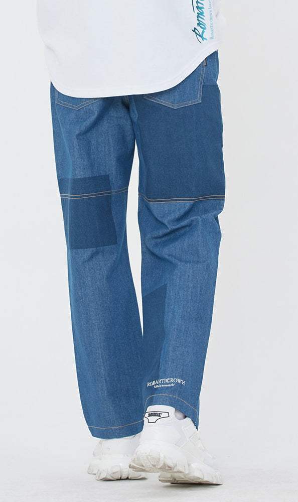 ロマンティッククラウン(ROMANTIC CROWN) KNEE STITCH DENIM_BLUE