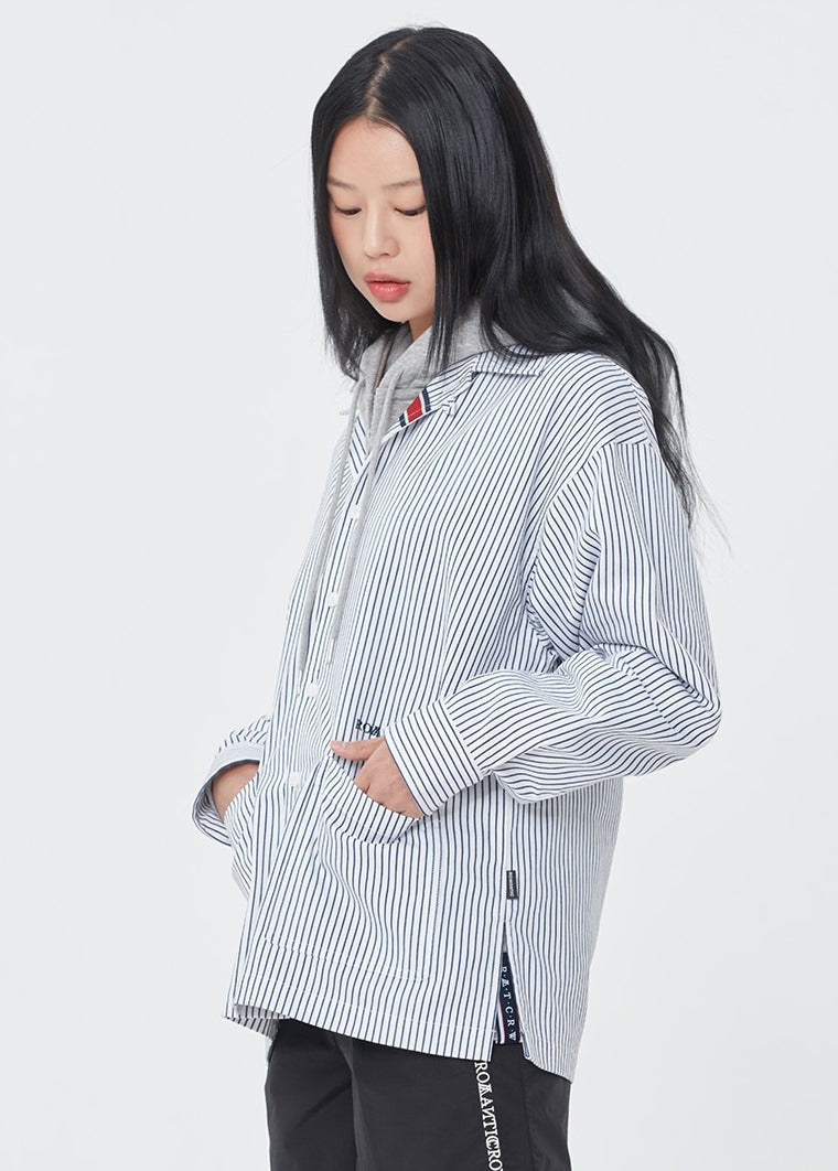 ロマンティッククラウン(ROMANTIC CROWN) PIN STRIPED JACKET_WHITE
