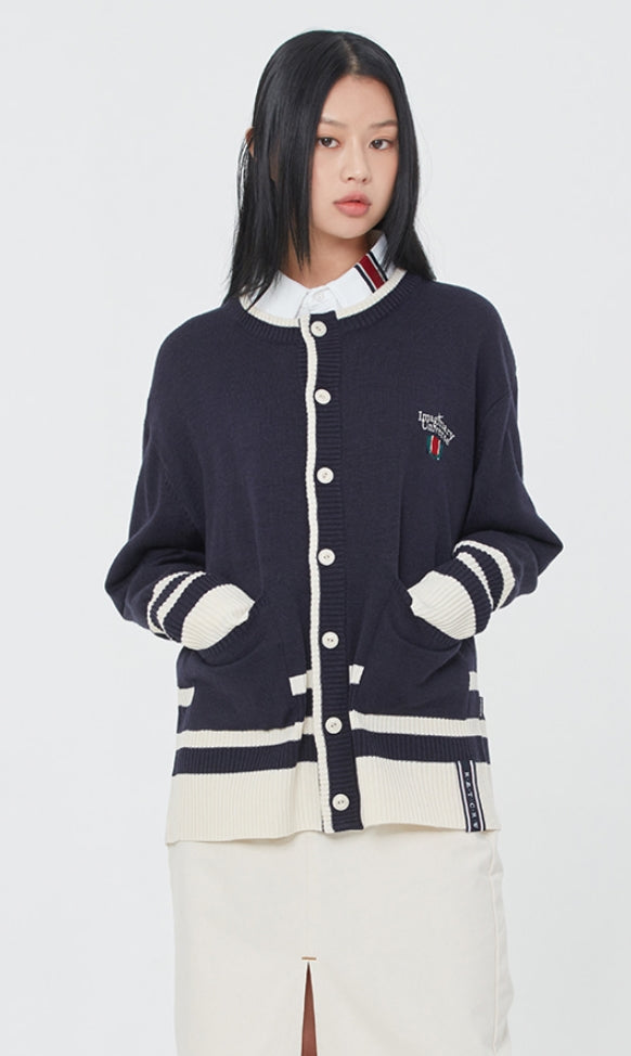 ロマンティッククラウン(ROMANTIC CROWN) ROUND NECK KNIT CARDIGAN_NAVY