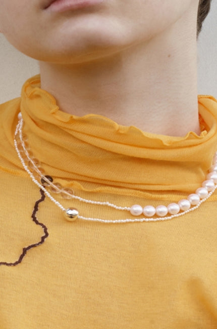 MONDAY EDITION(マンデイエディション) The pearl and crystal necklace