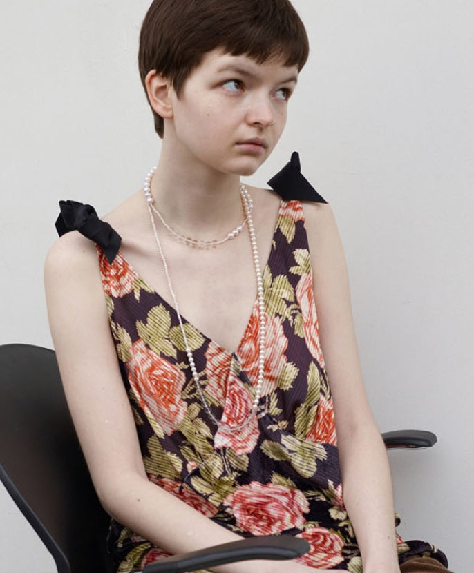 MONDAY EDITION(マンデイエディション) The pearl and crystal long necklace