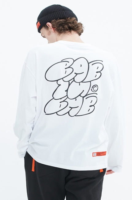 ベドインベド(BADINBAD) FAT LOGO LONG SLEEVE_WHITE