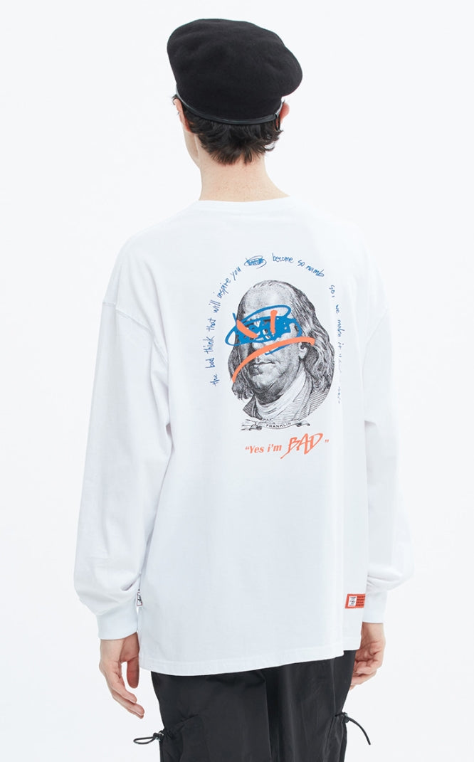 ベドインベド(BADINBAD)  FRANKLIN PORTRAIT LONG SLEEVE_WHITE
