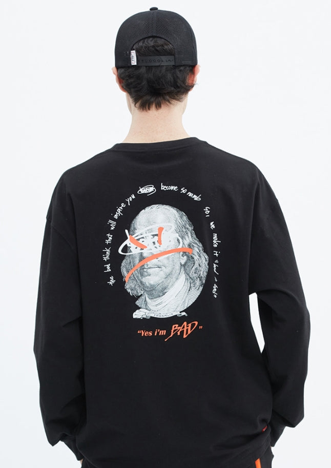 ベドインベド(BADINBAD)  FRANKLIN PORTRAIT LONG SLEEVE_BLACK