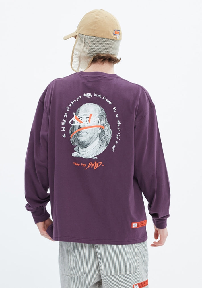 ベドインベド(BADINBAD)  FRANKLIN PORTRAIT LONG SLEEVE_DEEP PURPLE
