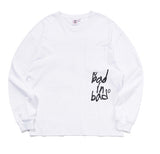 ベドインベド(BADINBAD)  SCRIBBLE LOGO POCKET LONG SLEEVE_WHITE