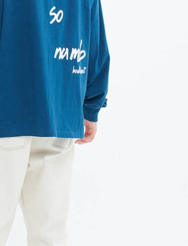 ベドインベド(BADINBAD)  SCRIBBLE LOGO POCKET LONG SLEEVE_BLUE