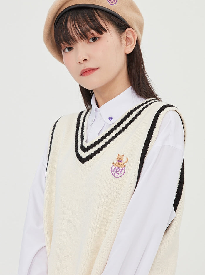 TARGETTO(ターゲット)  LINE V NECK VEST_OATMEAL