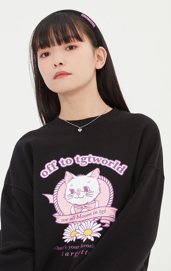 TARGETTO(ターゲット)  RIBBON CAT SWEAT SHIRT_BLACK