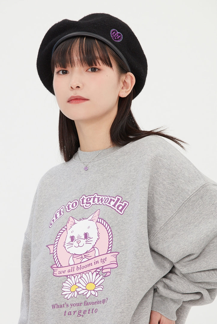 TARGETTO(ターゲット)  RIBBON CAT SWEAT SHIRT_GREY