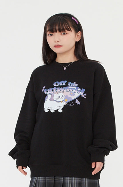 TARGETTO(ターゲット)  FLOWER KITTEN SWEAT SHIRT_BLACK
