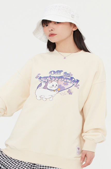 TARGETTO(ターゲット)  FLOWER KITTEN SWEAT SHIRT_OATMEAL