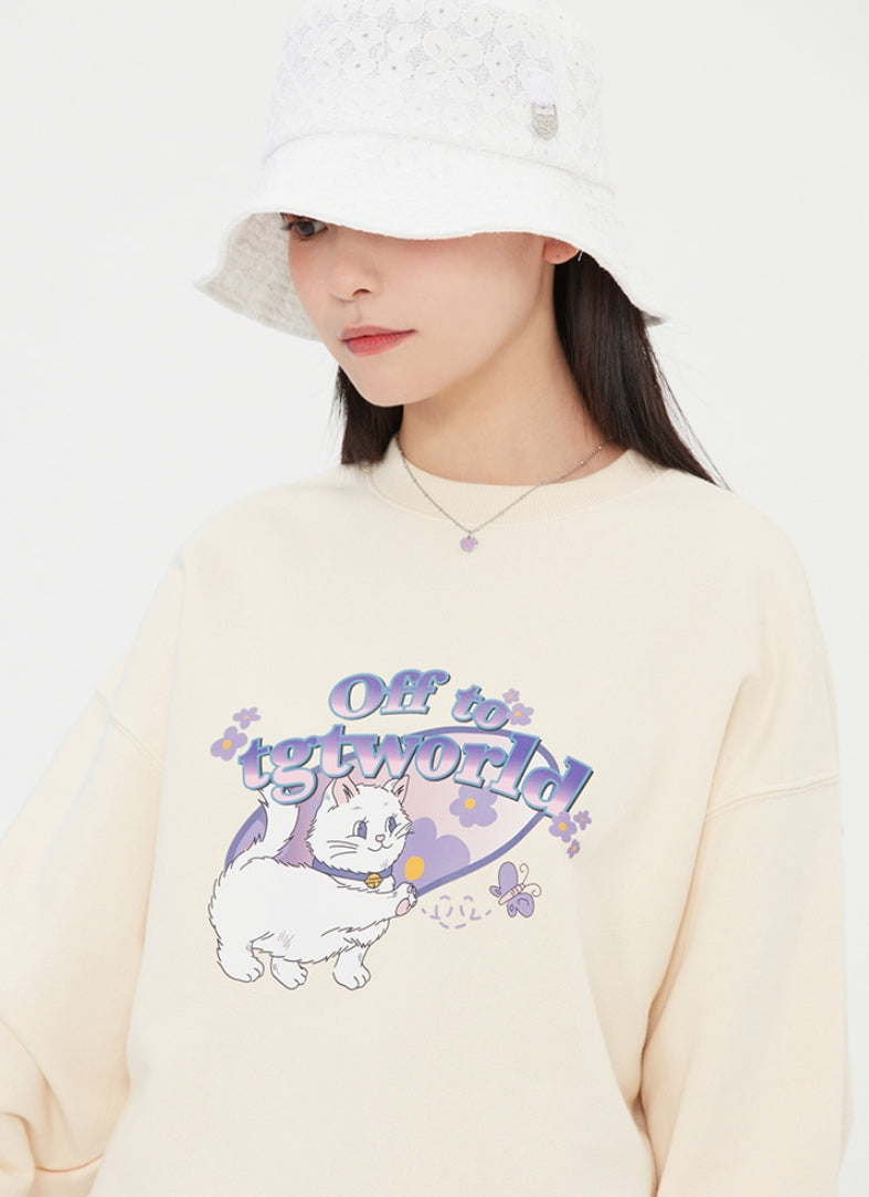 TARGETTO(ターゲット)  FLOWER KITTEN SWEAT SHIRT_OATMEAL