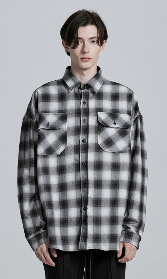 ディープリーク(DPRIQUE) OVERSIZED CHECK SHIRT - BLACK/WHITE