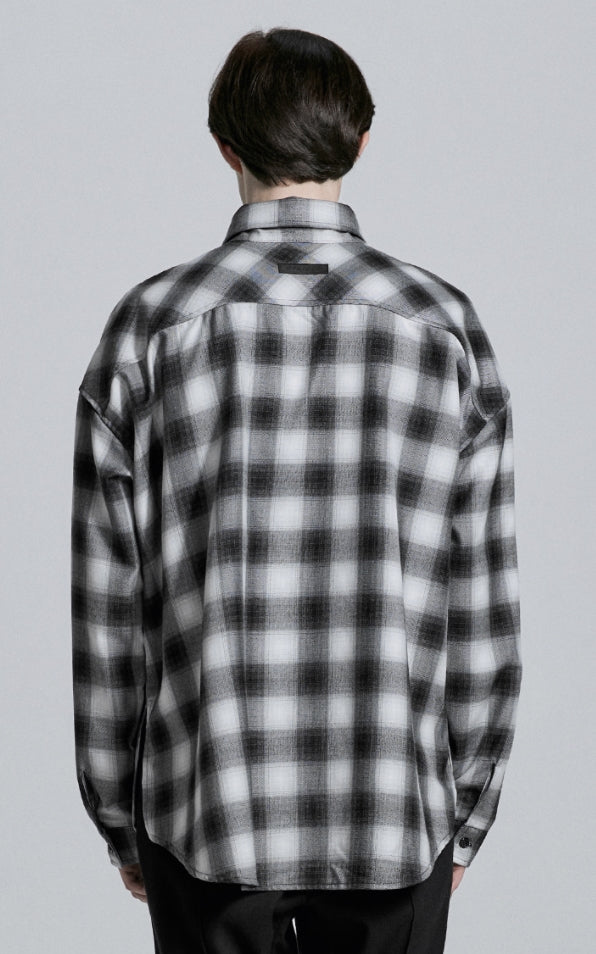 ディープリーク(DPRIQUE) OVERSIZED CHECK SHIRT - BLACK/WHITE