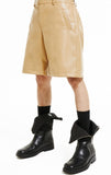 イーエスシースタジオ(ESC STUDIO)  Leather pocket shorts (beige)