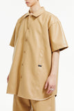 イーエスシースタジオ(ESC STUDIO) Leather pocket short-sleeved shirt (beige)