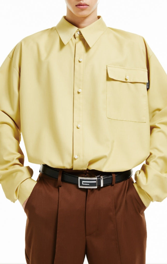 イーエスシースタジオ(ESC STUDIO) Pearl button shirt (yellow)