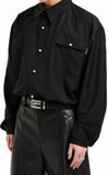 イーエスシースタジオ(ESC STUDIO) Pearl button shirt (black)