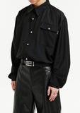イーエスシースタジオ(ESC STUDIO) Pearl button shirt (black)