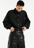 イーエスシースタジオ(ESC STUDIO) Pearl button shirt (black)