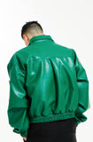イーエスシースタジオ(ESC STUDIO) Leather crop bomber jacket (green)