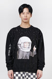 アクメドラビ(acme' de la vie) ADLV BABY FACE SWEATSHIRT BLACK SPACE TRAVEL