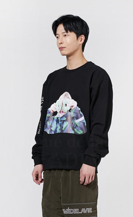 アクメドラビ(acme' de la vie) ADLV BABY FACE SWEATSHIRT BLACK MINT DONUT
