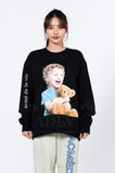 アクメドラビ(acme' de la vie) ADLV BABY FACE SWEATSHIRT BLACK BROWN BEAR