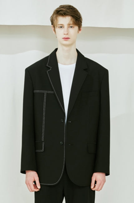 SSY(エスエスワイ) Half stitch single blazer black