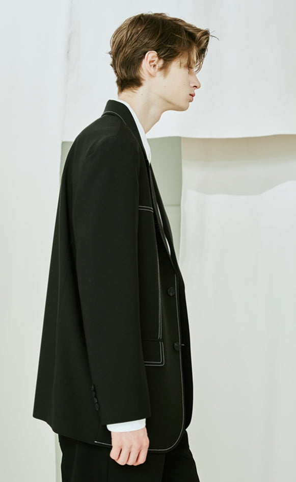 SSY(エスエスワイ) Half stitch single blazer black