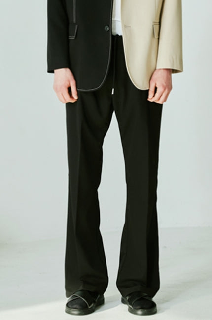 SSY(エスエスワイ) Bell-bottom banding slacks bootcut black
