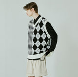 SSY(エスエスワイ) Argyle & hound check knit vest