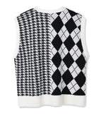 SSY(エスエスワイ) Argyle & hound check knit vest