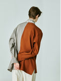 SSY(エスエスワイ) Half & half solid pocket shirt brown