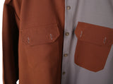 SSY(エスエスワイ) Half & half solid pocket shirt brown