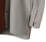 SSY(エスエスワイ) Half & half solid pocket shirt brown