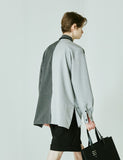 SSY(エスエスワイ) Half & half solid pocket shirt grey