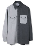 SSY(エスエスワイ) Half & half solid pocket shirt grey