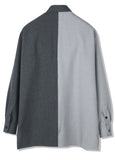 SSY(エスエスワイ) Half & half solid pocket shirt grey
