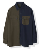 SSY(エスエスワイ) Half & half solid pocket shirt khaki