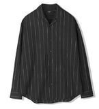 SSY(エスエスワイ) Clear stripe linen shirt black