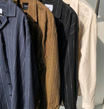 SSY(エスエスワイ) Clear stripe linen shirt black
