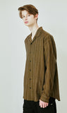 SSY(エスエスワイ) Clear stripe linen shirt brown